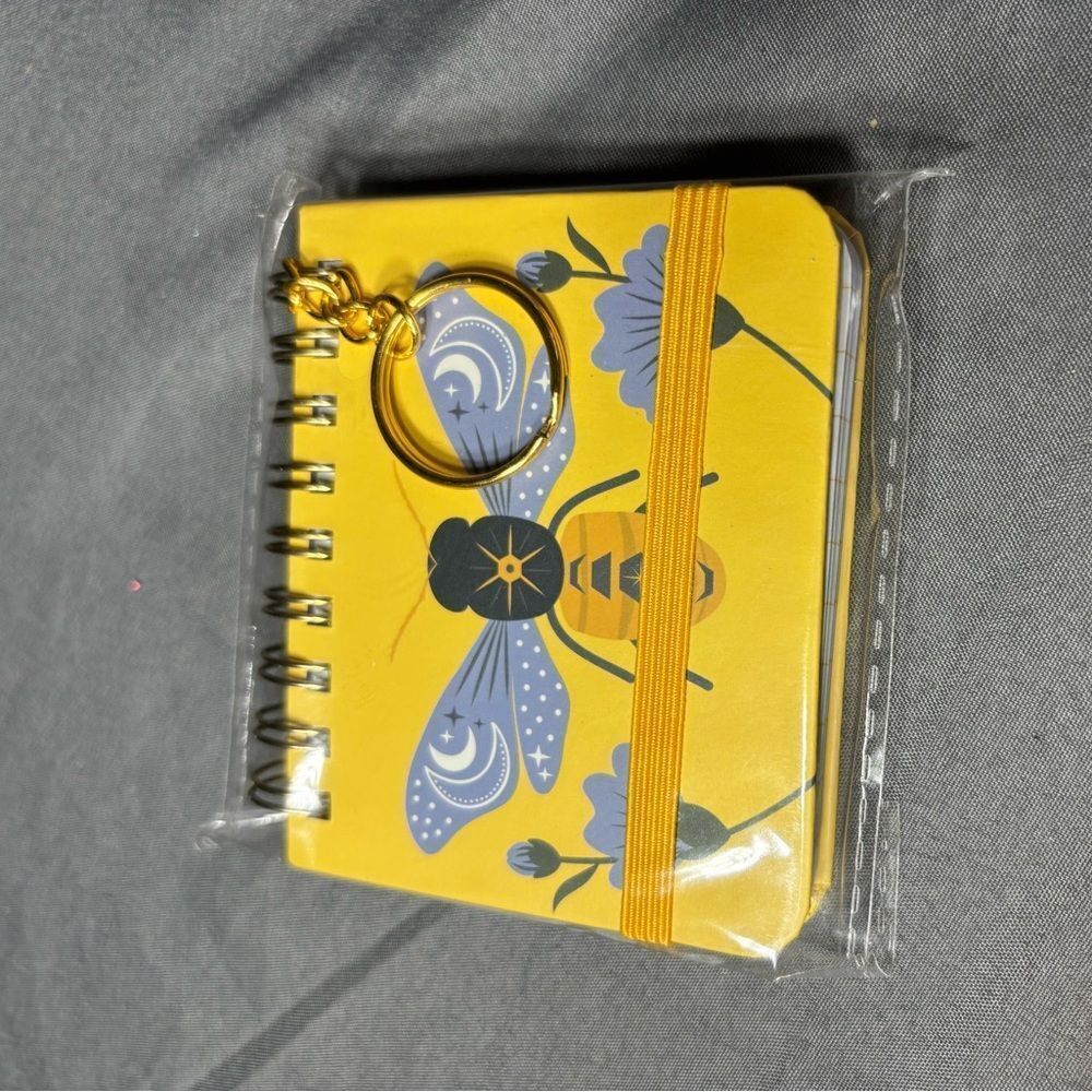 New Yellow Bee Spiral Pocket Notebook with Keyring